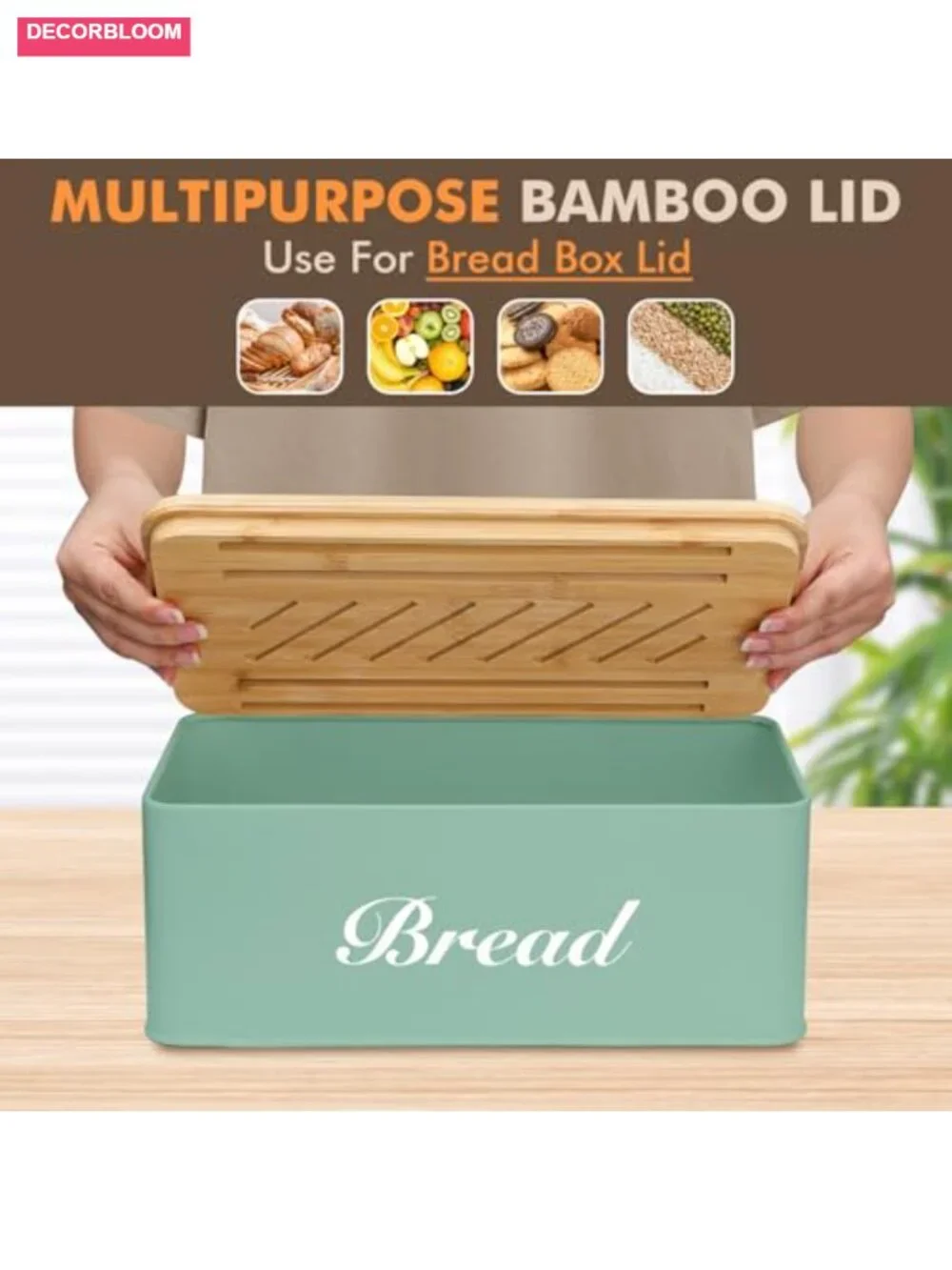 Farmhouse 3-in-1 Bamboo Bread Slicer Box Kitchen Counter Storage